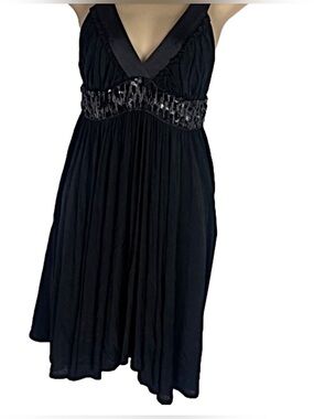 bebe Black Dress with Embellished Waist